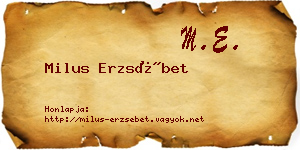 Milus Erzsébet névjegykártya